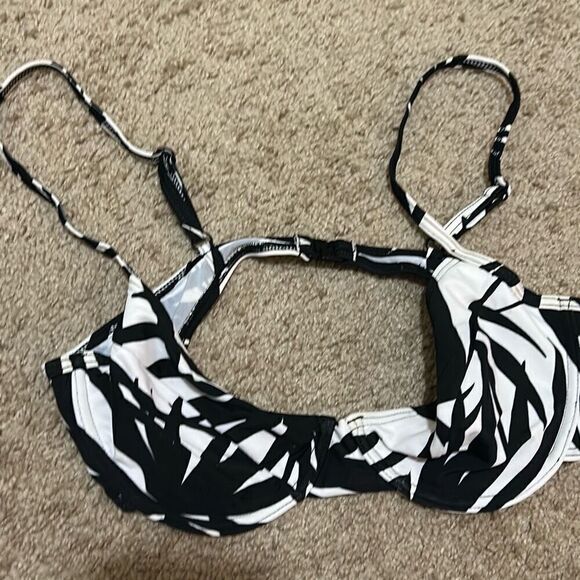 La Roche Women's L Tropical Print Bikini Set Black White Underwire Swimsuit New - Picture 8 of 11